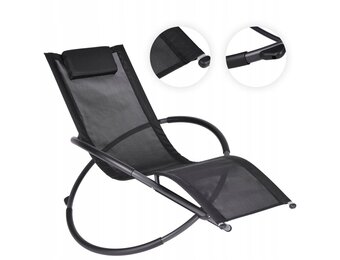 GARDENSELECT Tuinligstoel GANDIA - Ergonomische schommelstoel zwart