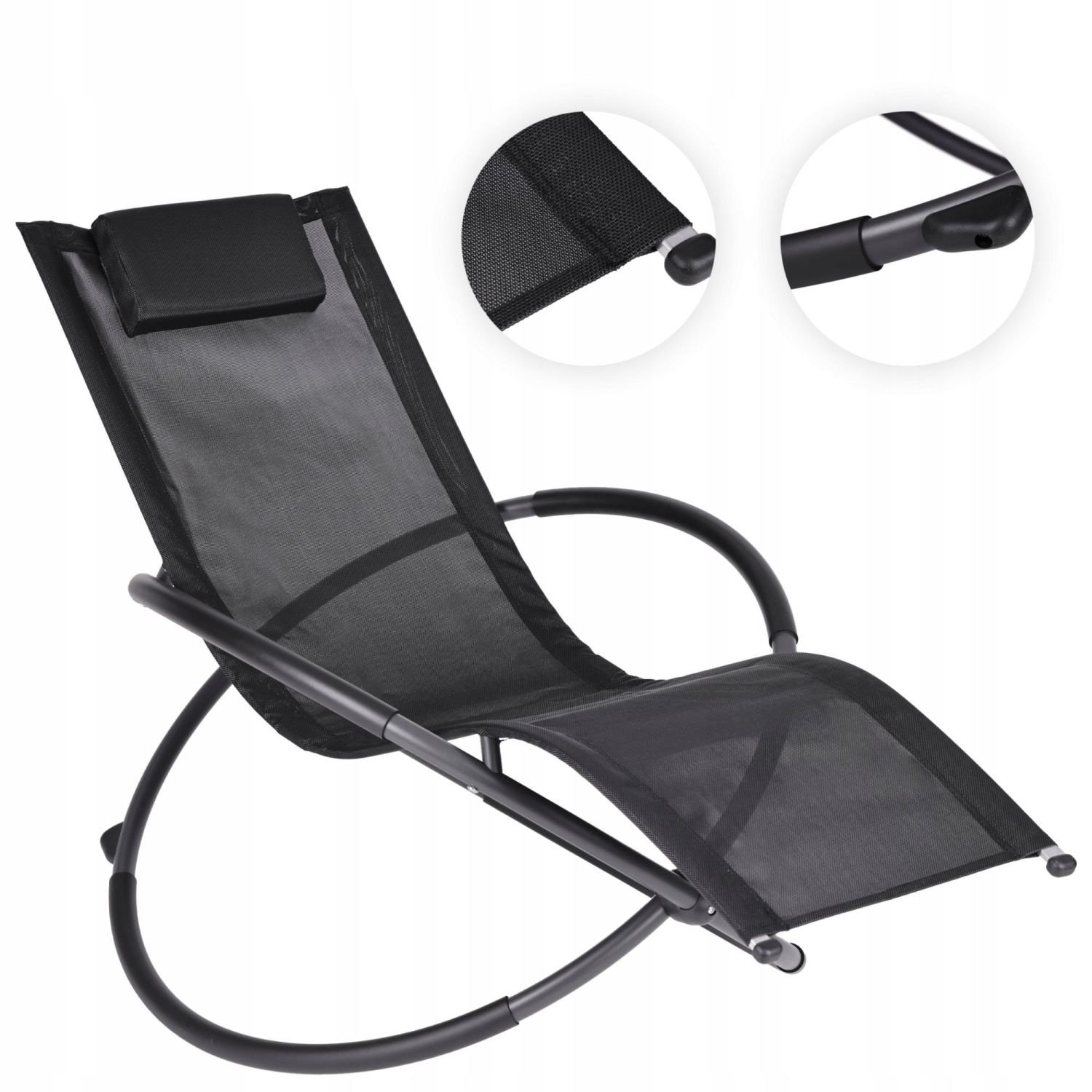 GARDENSELECT Tuinligstoel GANDIA - Ergonomische schommelstoel zwart