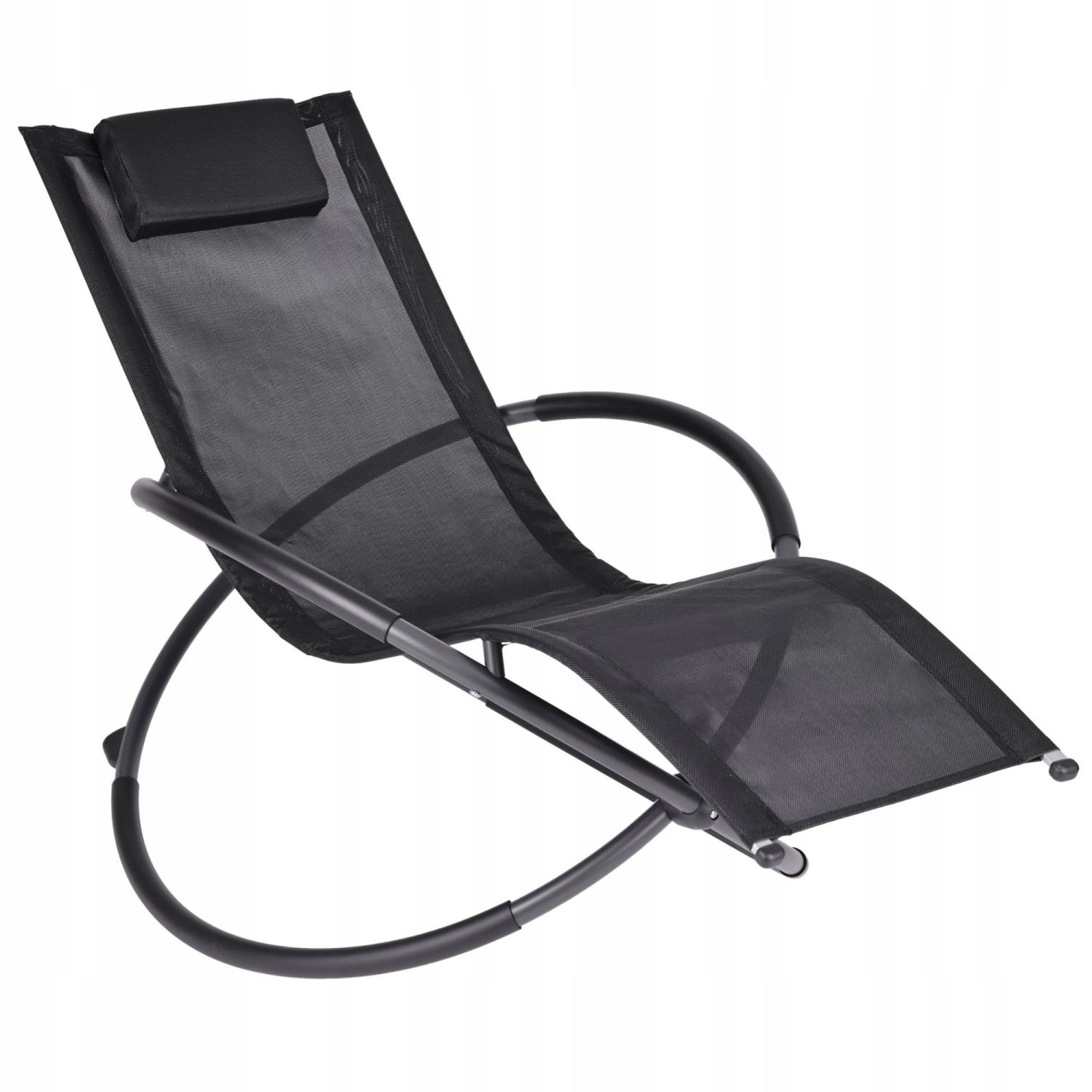 GARDENSELECT Tuinligstoel GANDIA - Ergonomische schommelstoel zwart