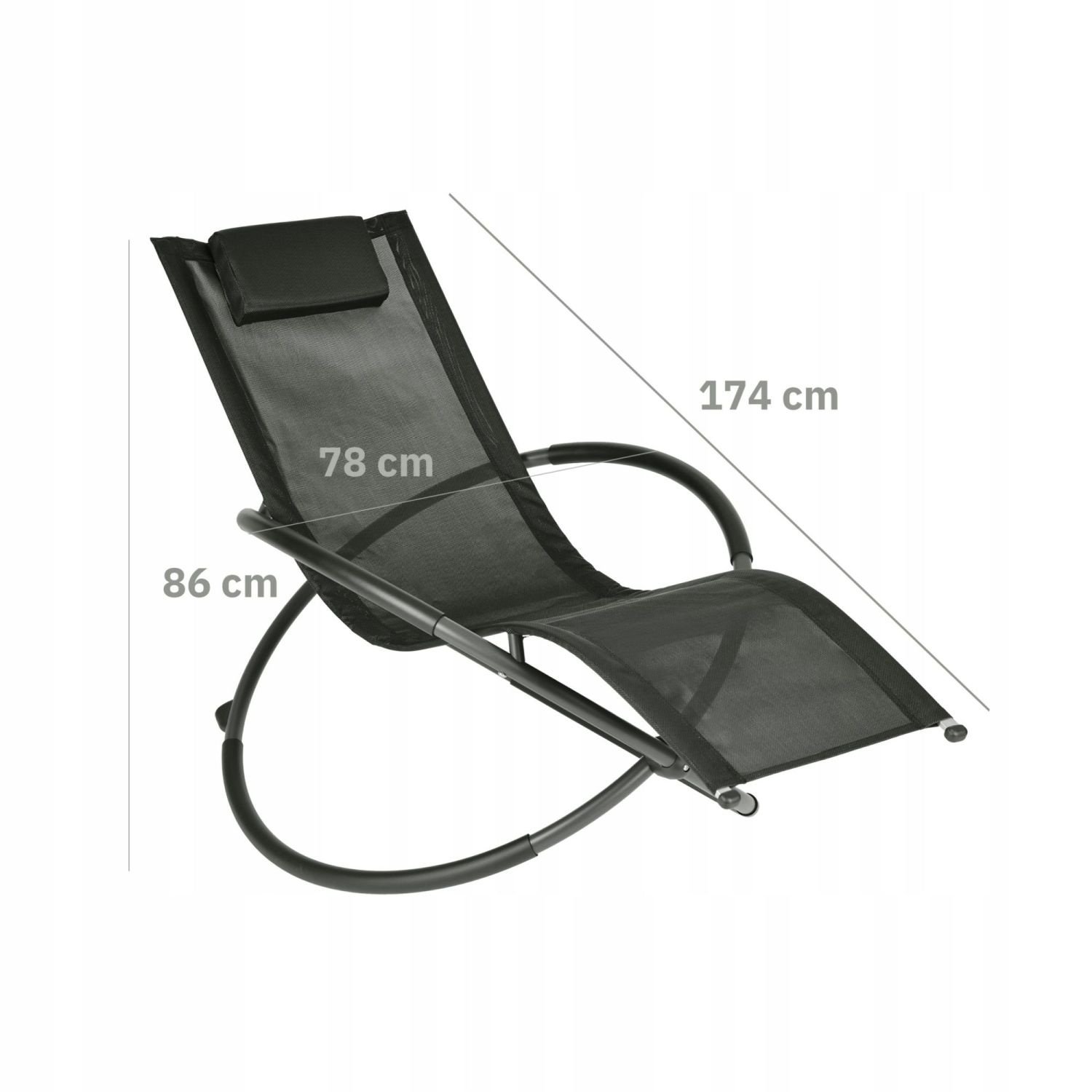 GARDENSELECT Tuinligstoel GANDIA - Ergonomische schommelstoel zwart