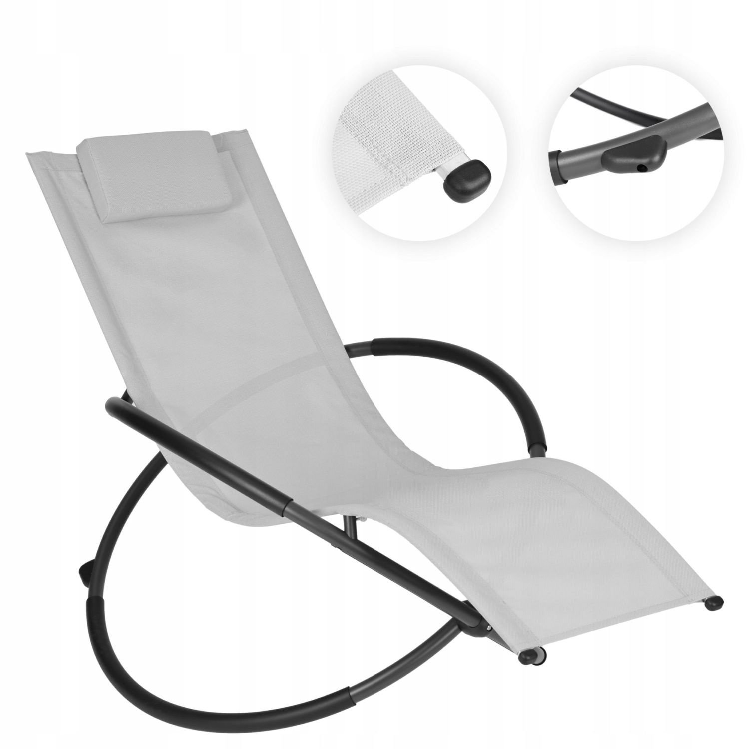 GARDENSELECT Tuin Ligstoel GANDIA - Grijs met Schommelfunctie