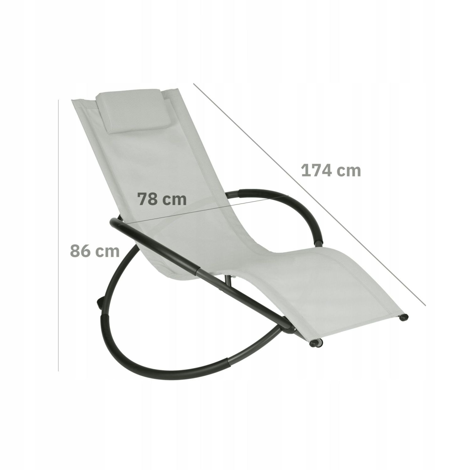 GARDENSELECT Tuin Ligstoel GANDIA - Grijs met Schommelfunctie