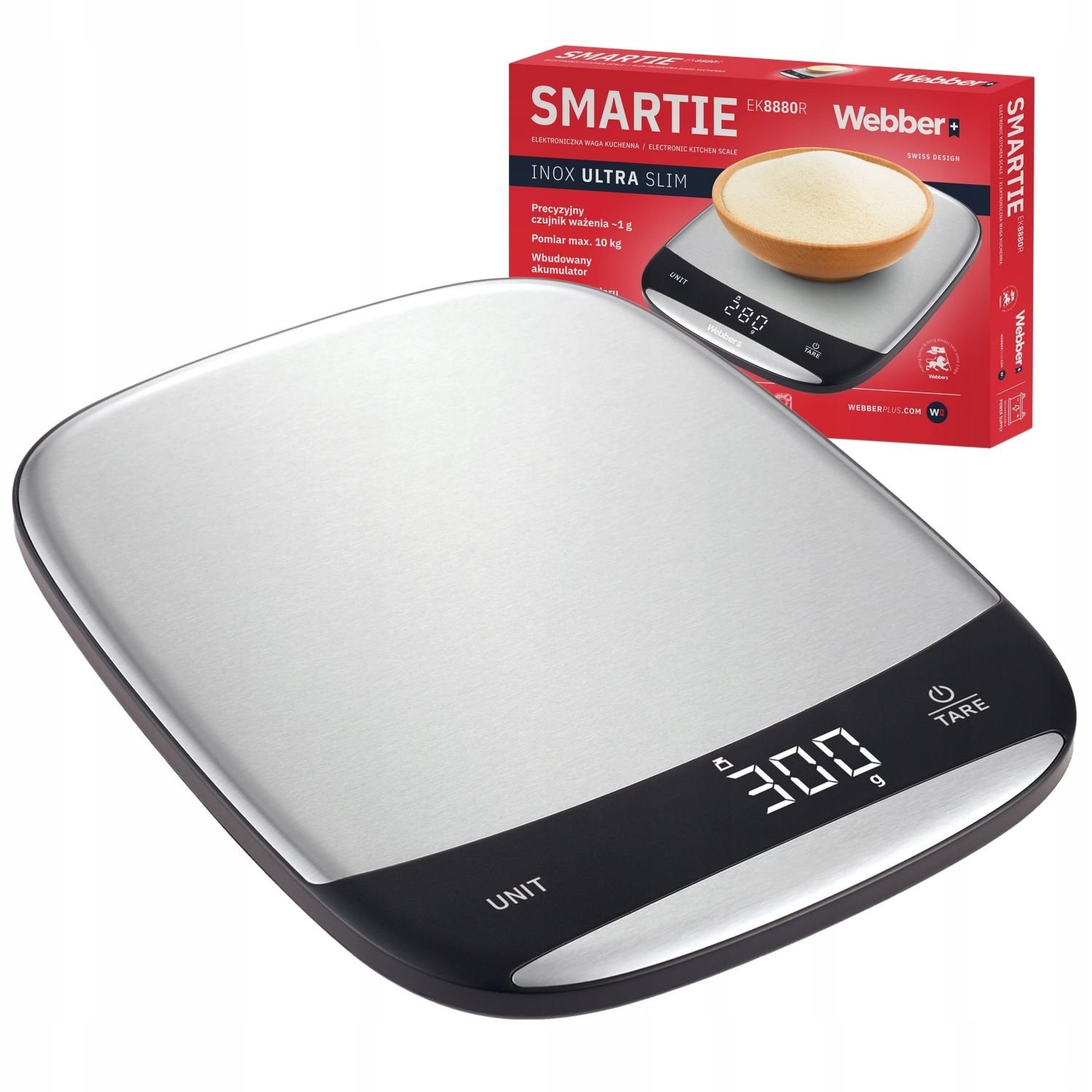 WEBBER Keukenweegschaal SMARTIE EK8880R - 10kg en USB Oplaadbaar