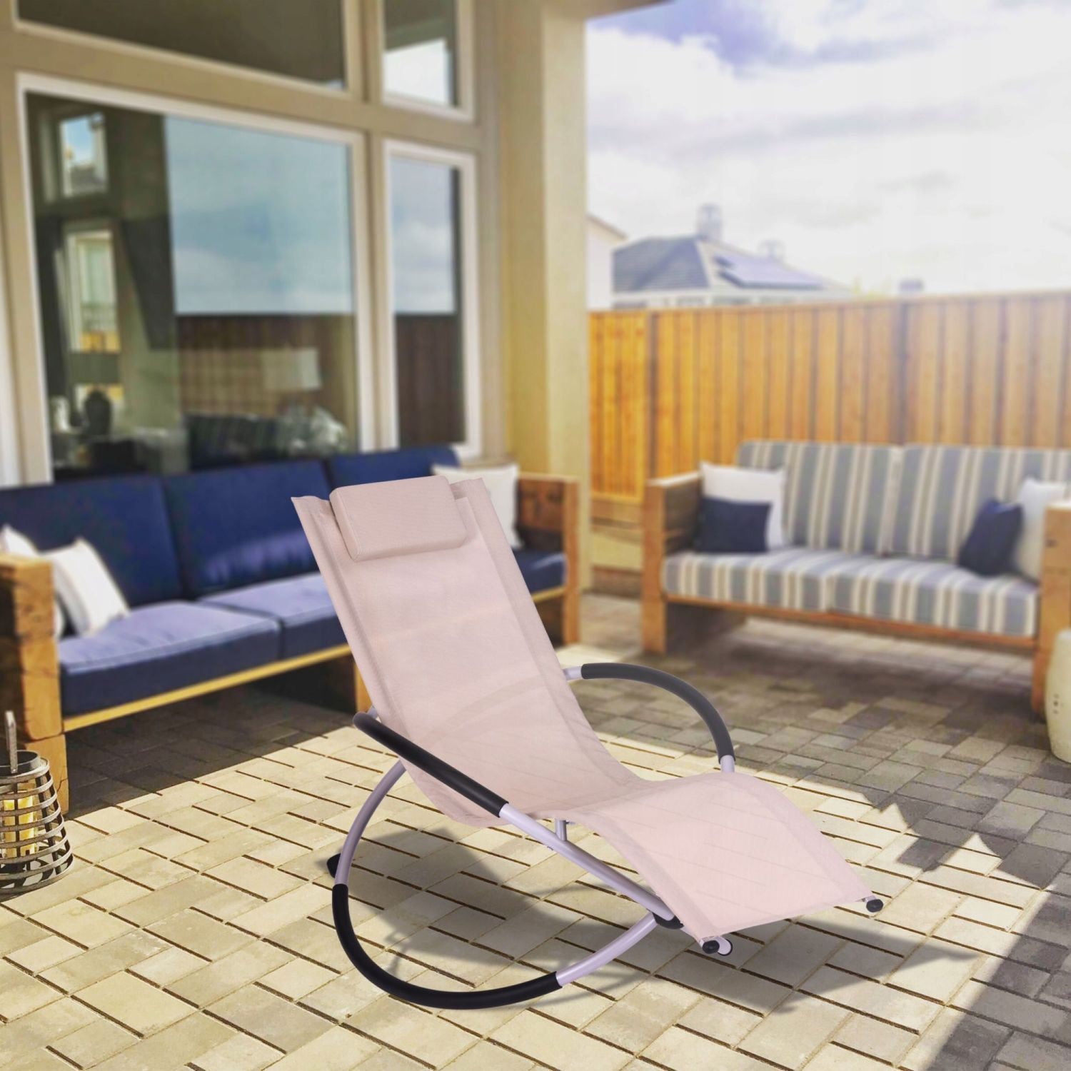 GARDENSELECT Tuinligstoel GANDIA - Grijs met schommelfunctie