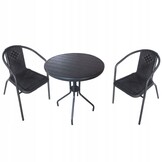 NUFORMA Polyrotan Tuinset Zwart - Tafel en 2 Stoelen voor Balkon