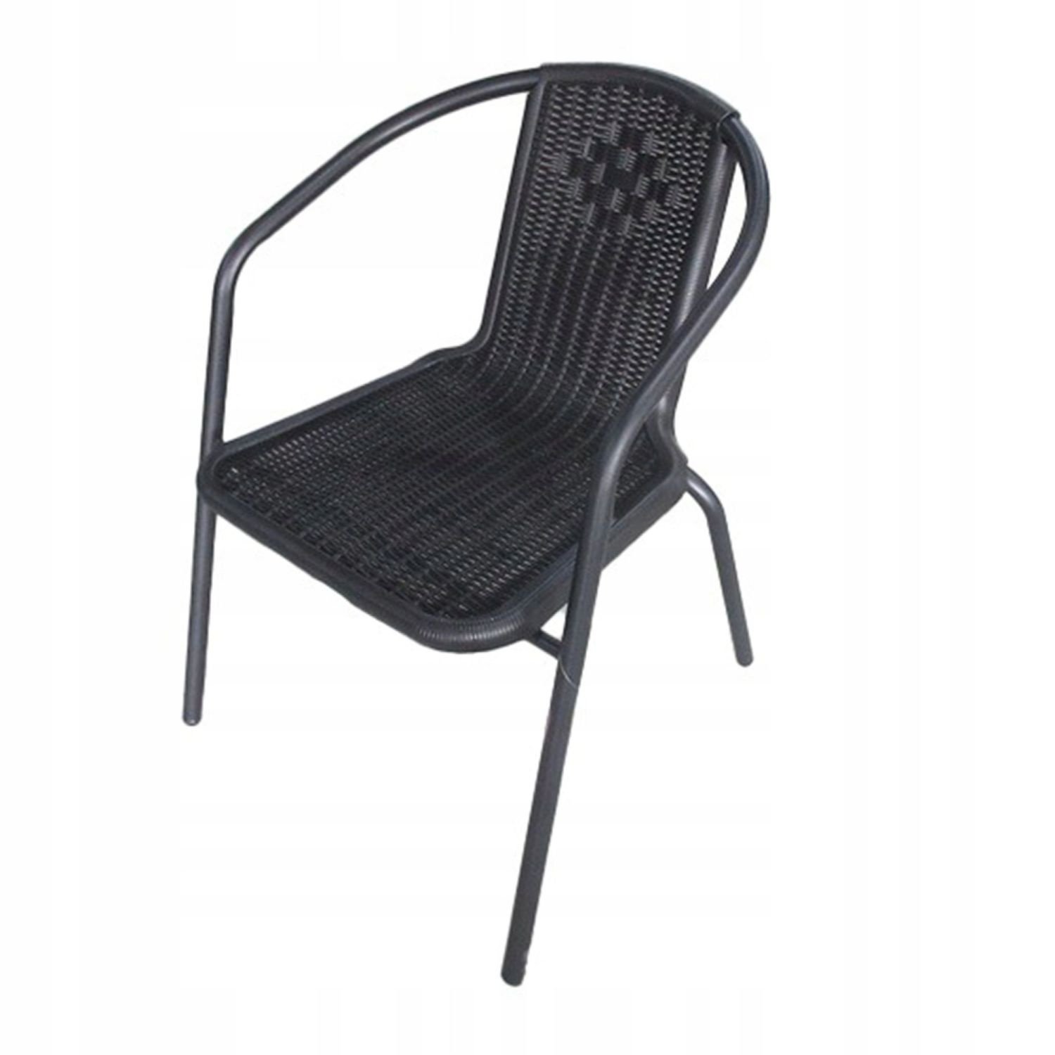 NUFORMA Polyrotan Tuinset Zwart - Tafel en 2 Stoelen voor Balkon