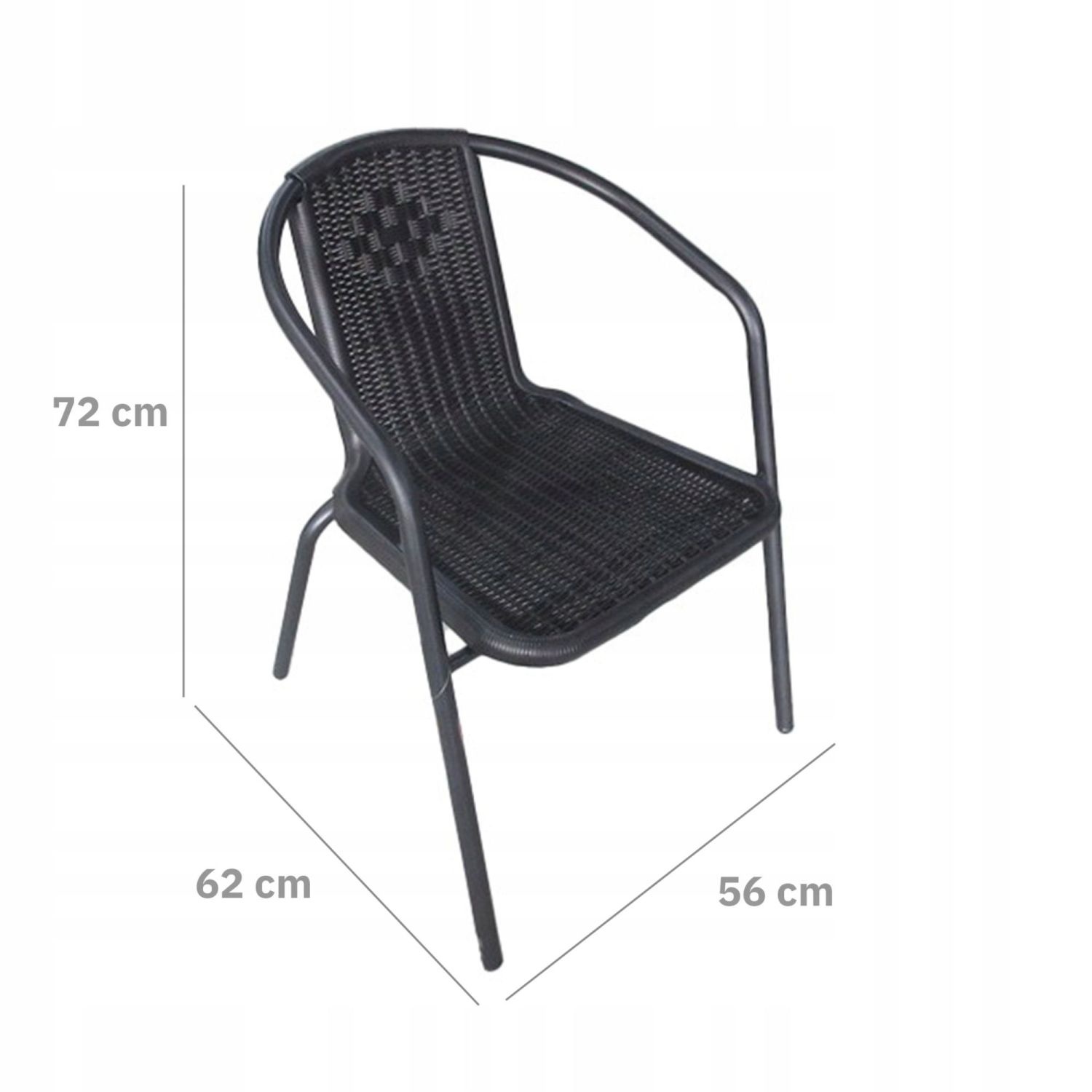 NUFORMA Polyrotan Tuinset Zwart - Tafel en 2 Stoelen voor Balkon