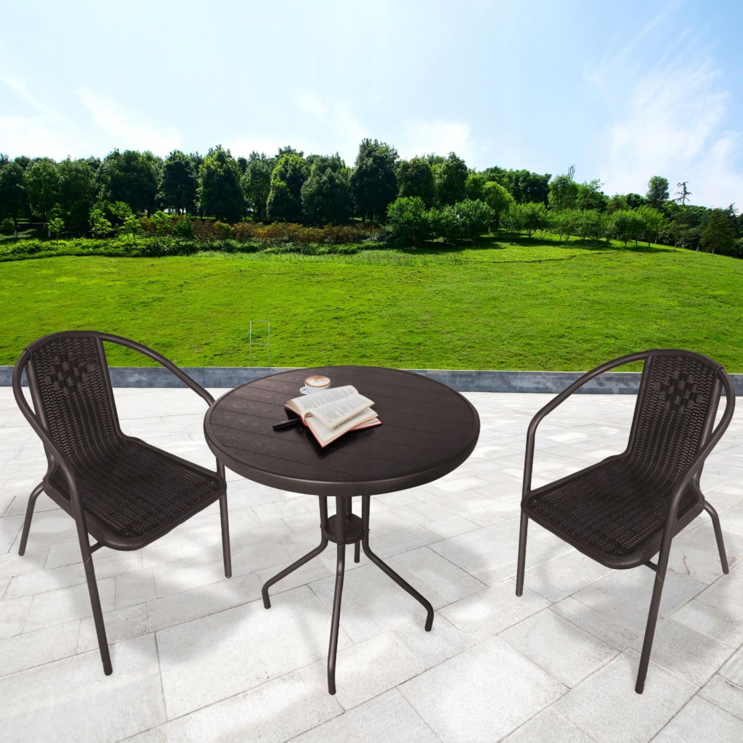 NUFORMA Technorattan Tuinset - Tafel met 2 Stoelen - Weerbestendig