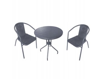 NUFORMA Tuinset Grijs - Compacte Bistroset met Weerbestendig Rattan