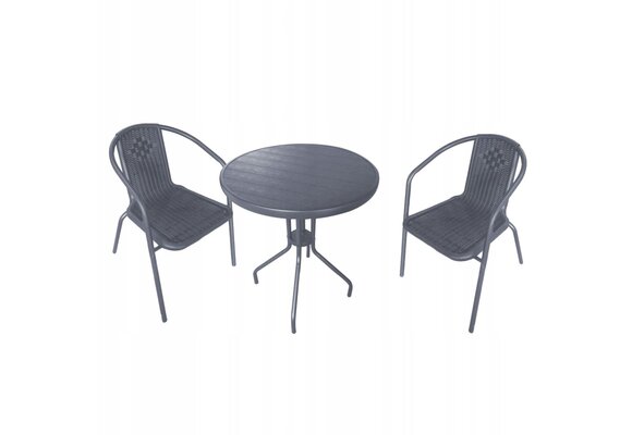 NUFORMA Tuinset Grijs - Compacte Bistroset met Weerbestendig Rattan
