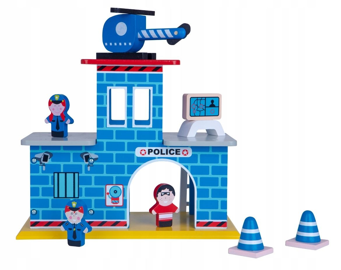 PAN PATYK Houten Politiebureau - Inclusief Helikopter en 3 Figuren