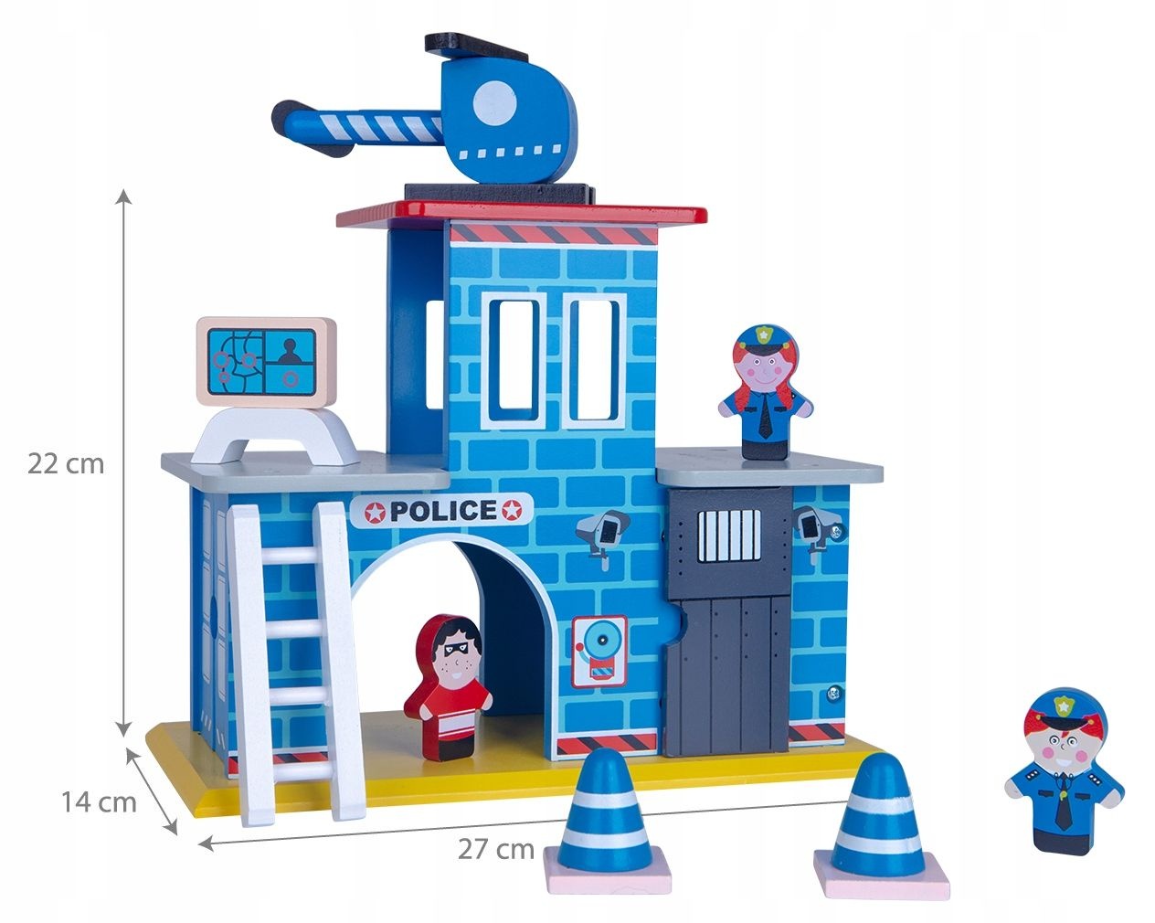 PAN PATYK Houten Politiebureau - Inclusief Helikopter en 3 Figuren