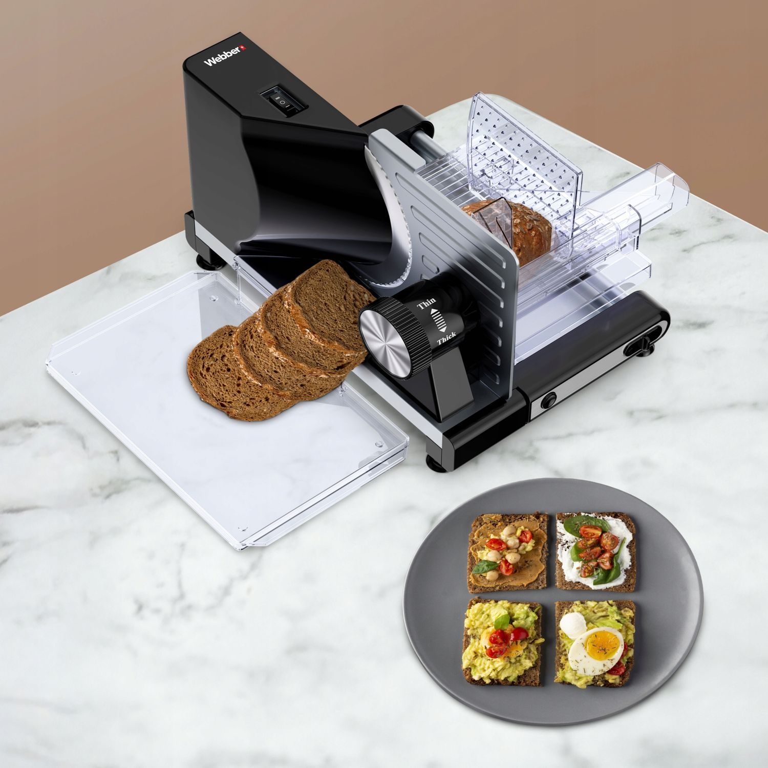 Webber SCHARF MS02 Elektrische Snijmachine - Inklapbaar & RVS Mes