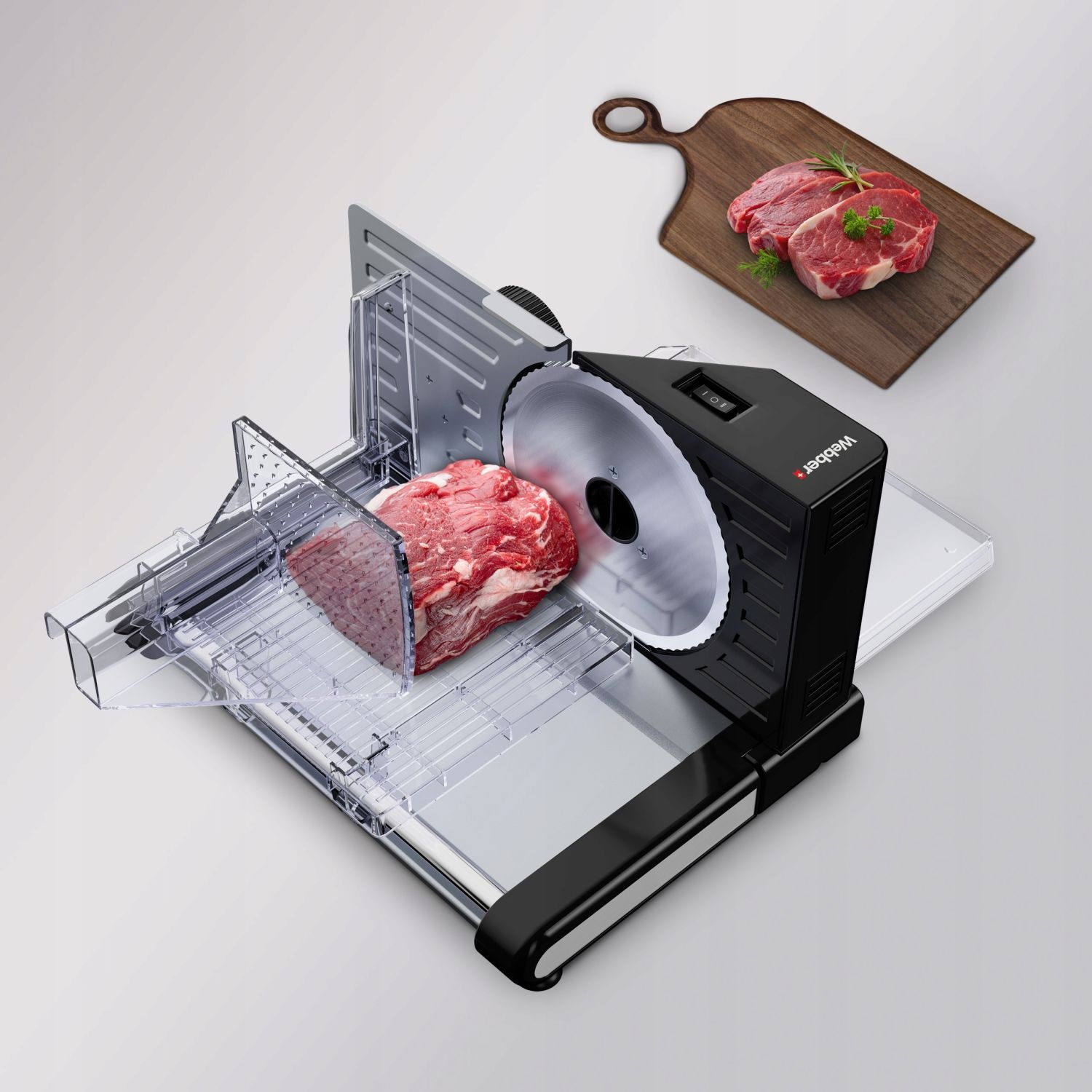 Webber SCHARF MS02 Elektrische Snijmachine - Inklapbaar & RVS Mes