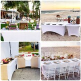 AGD SELECT Witte Stretch Tafelhoes 180cm - Kreukvrij en Stijlvol