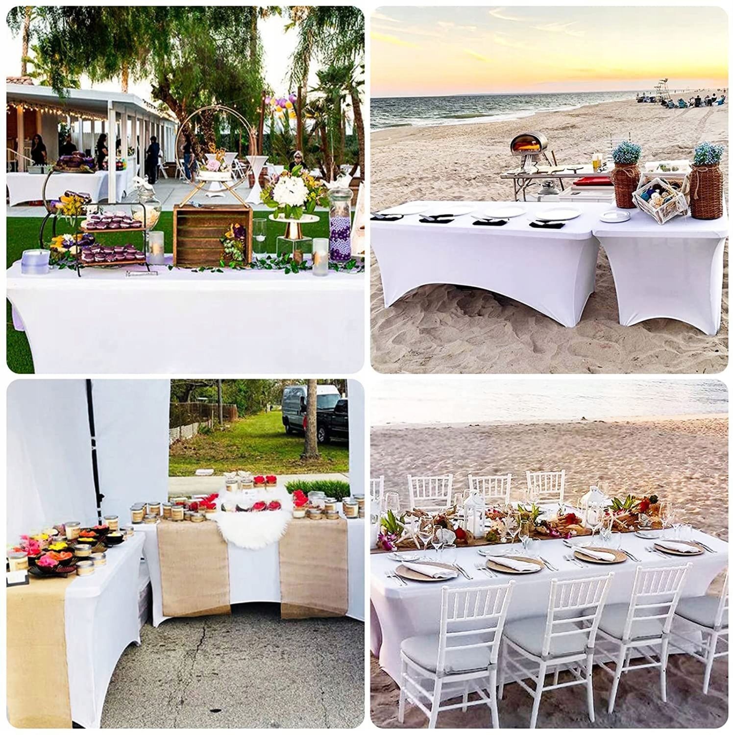 AGD SELECT Witte Stretch Tafelhoes 180cm - Kreukvrij en Stijlvol