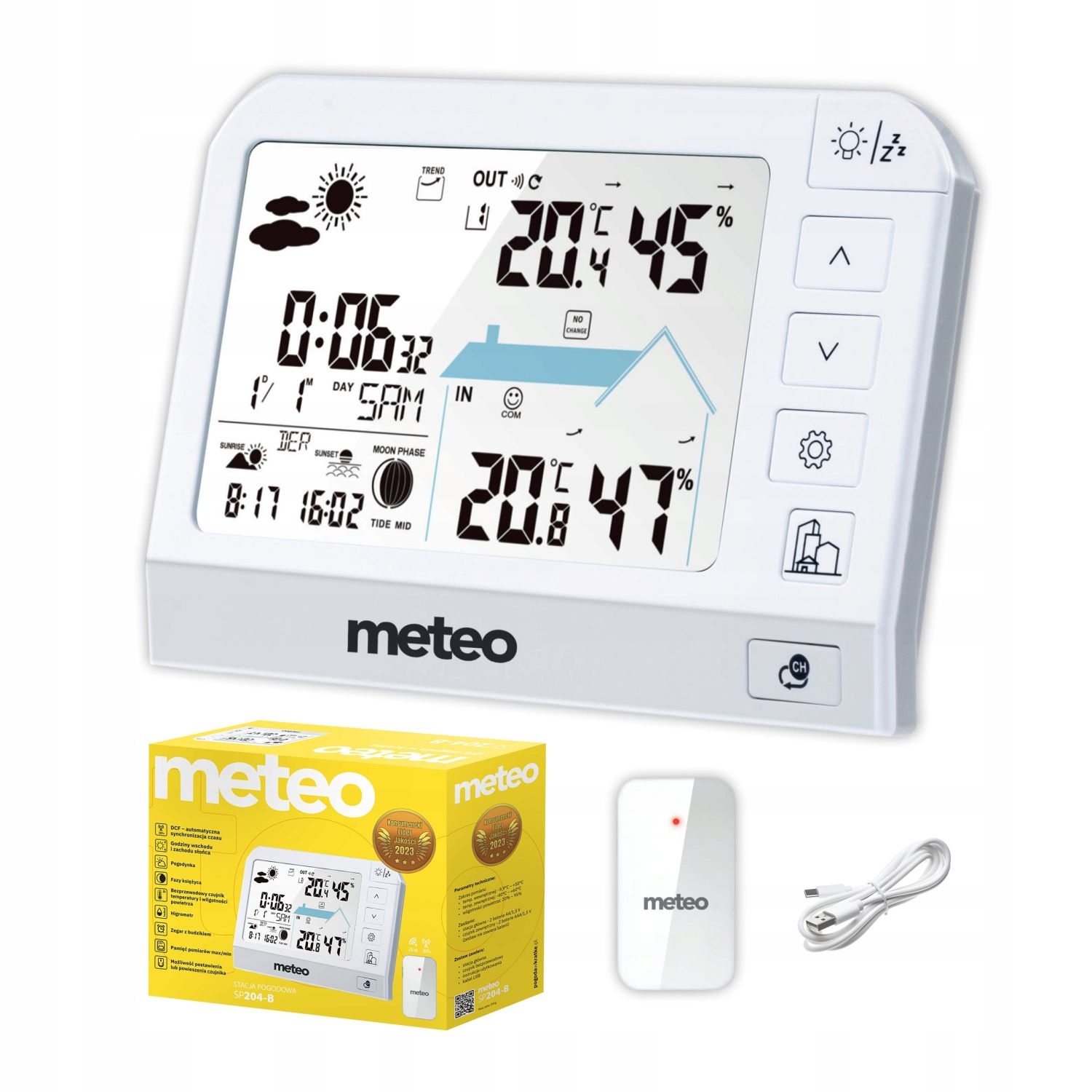 METEO Weerstation SP204 - Met buitensensor en DCF-tijdsynchronisatie