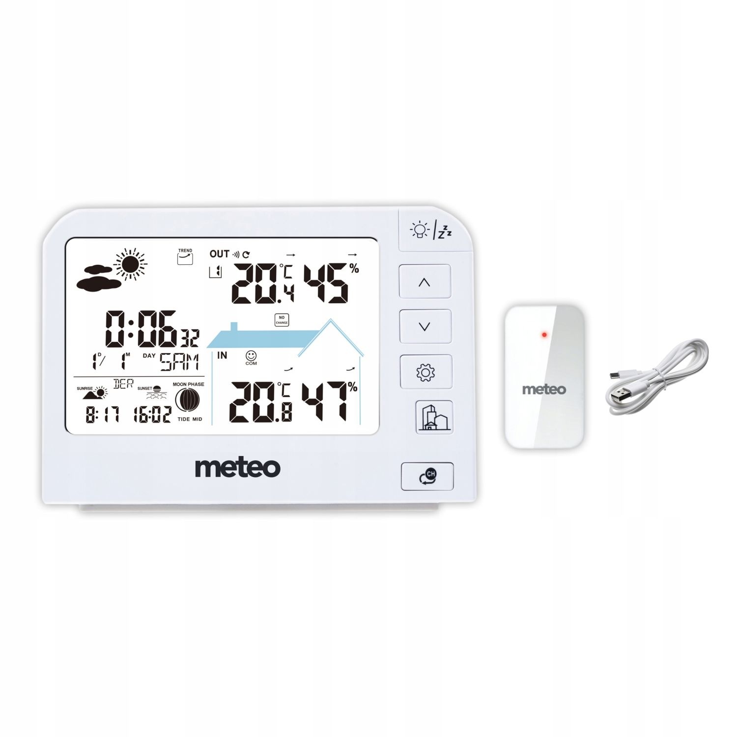METEO Weerstation SP204 - Met buitensensor en DCF-tijdsynchronisatie
