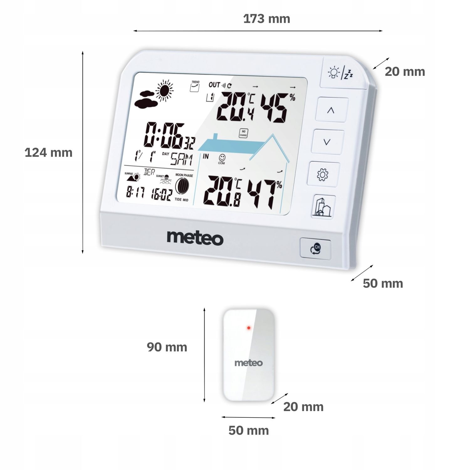 METEO Weerstation SP204 - Met buitensensor en DCF-tijdsynchronisatie