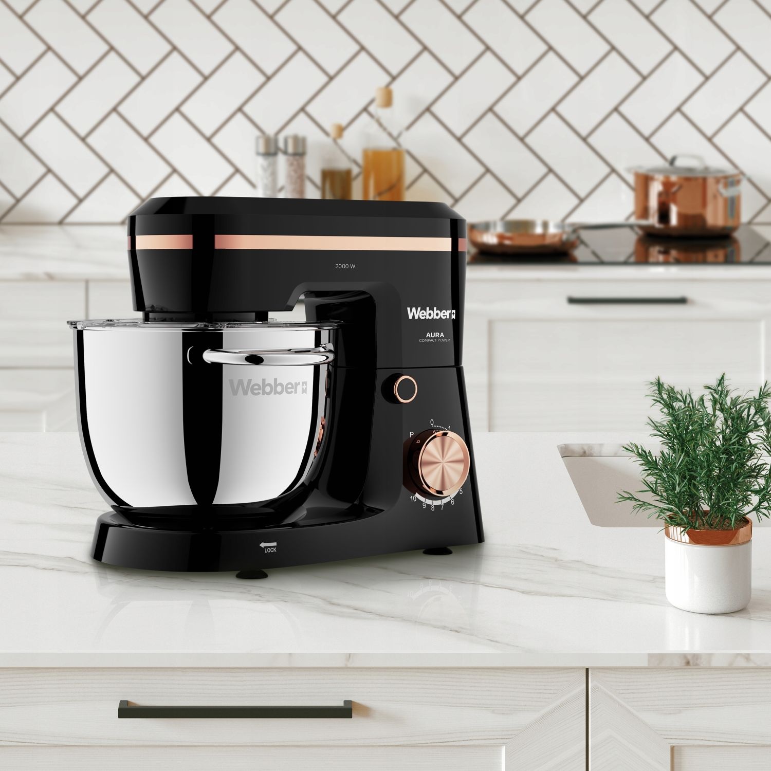 Webber Planetaire Keukenrobot AURA SM15 - 2000W met 5,2L RVS Mengkom
