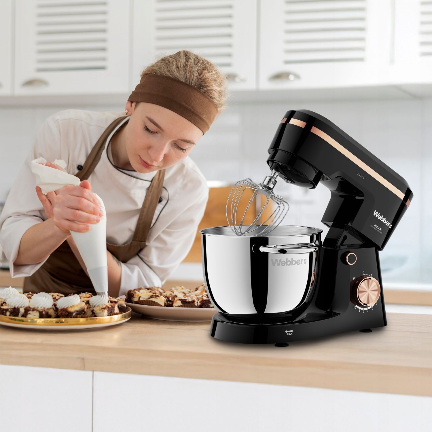 Webber Planetaire Keukenrobot AURA SM15 - 2000W met 5,2L RVS Mengkom