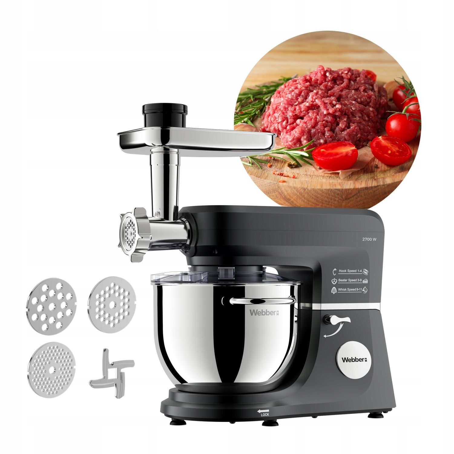 Webber Keukenrobot Modern SM17 - Krachtige 2700W met verwarmingsfunctie