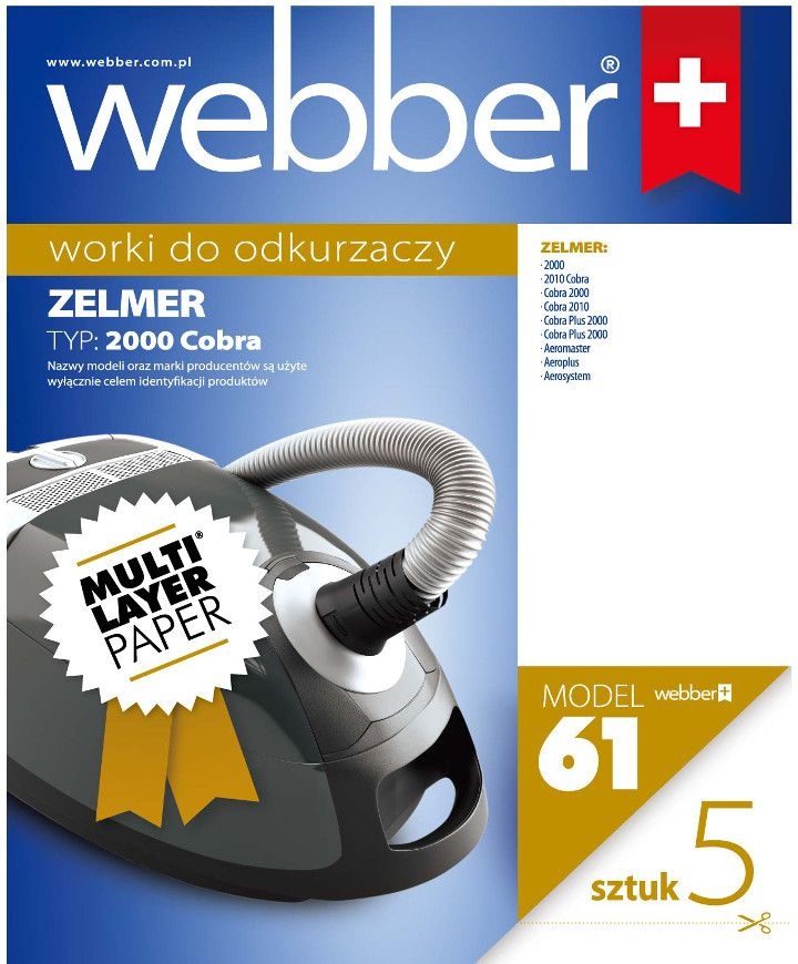 Webber Stofzuigerzakken voor Zelmer 2000/2010 - Meerlaags papier