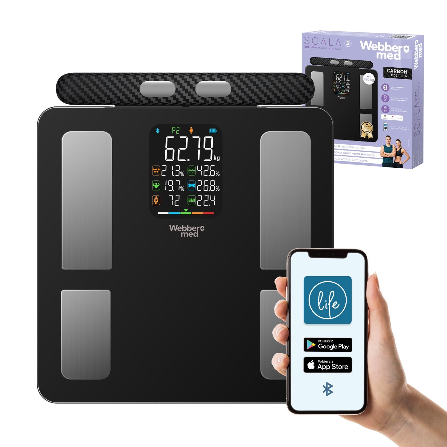 Webber Med Analyse Badkamerweegschaal IF2825A - 15 Lichaamsparameters