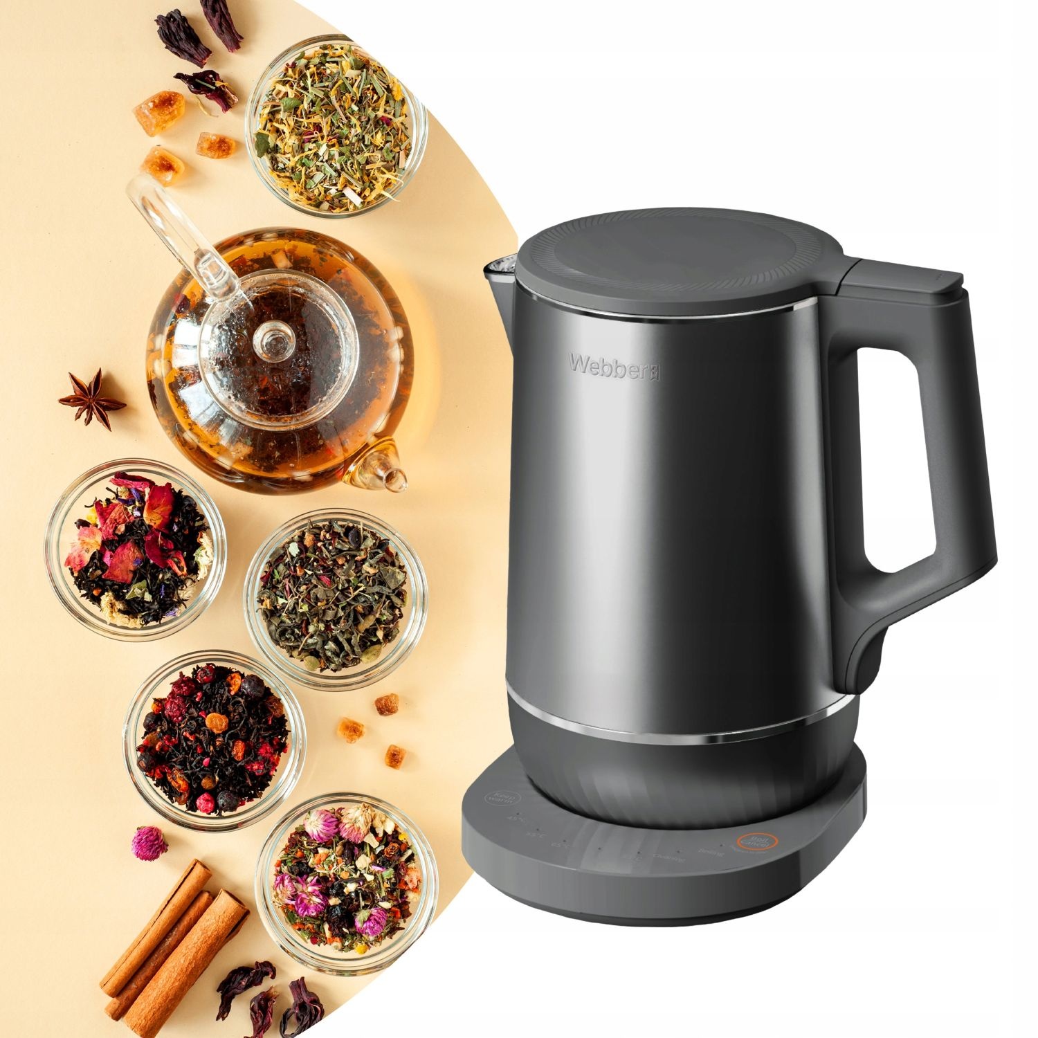 Webber CEYLON WK-717 Waterkoker - Stil met 6 Temperatuurstanden