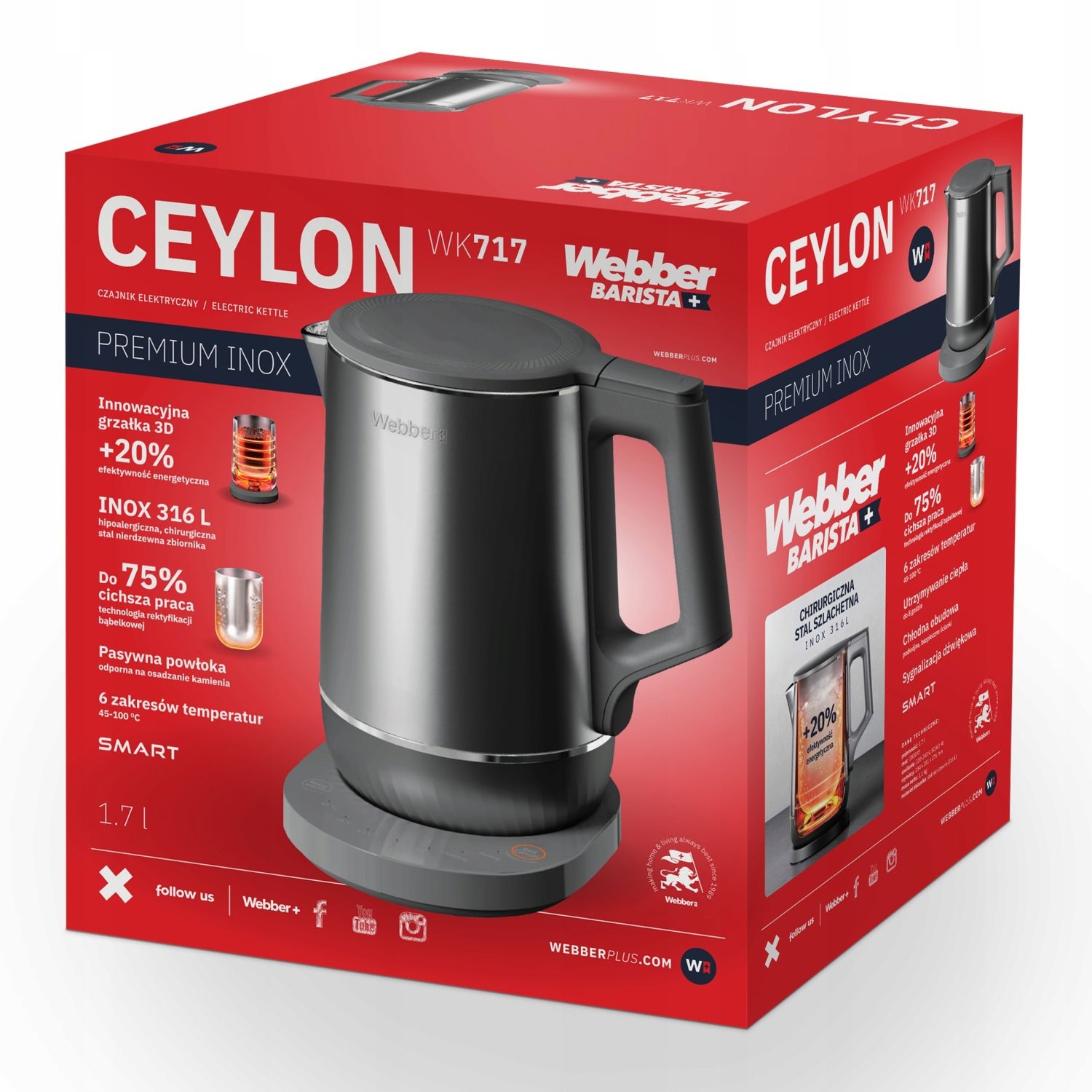 Webber CEYLON WK-717 Waterkoker - Stil met 6 Temperatuurstanden