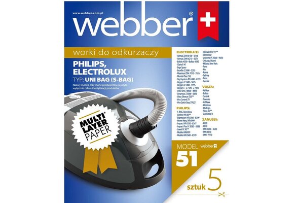 Webber UNI BAG Stofzuigerzakken - 51 stuks meerlaags papier