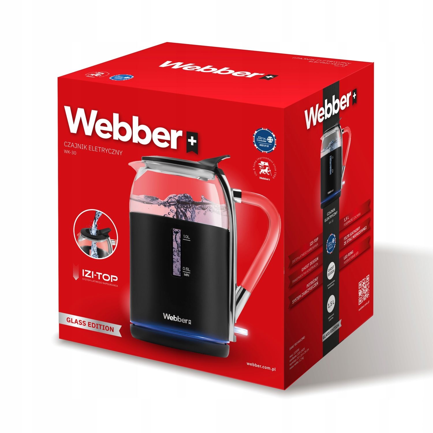 WEBBER Elektrische Waterkoker WK30 - 2200W Snel Koken & Veiligheid