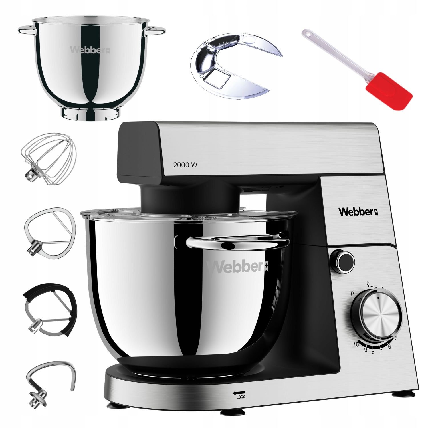 Webber Keukenmachine SM15 - Krachtige 2000W Planetaire Mixer