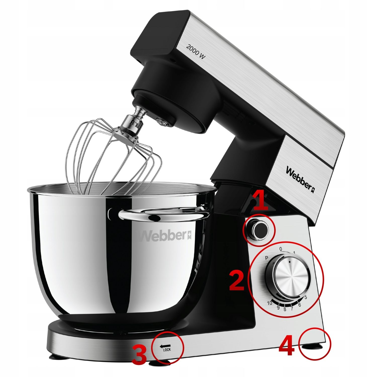 Webber Keukenmachine SM15 - Krachtige 2000W Planetaire Mixer