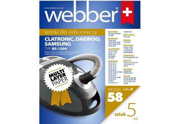 Webber Stofzuigerzakken Samsung/Clatronic/Daewoo - 58 Stuks Voordeelpak