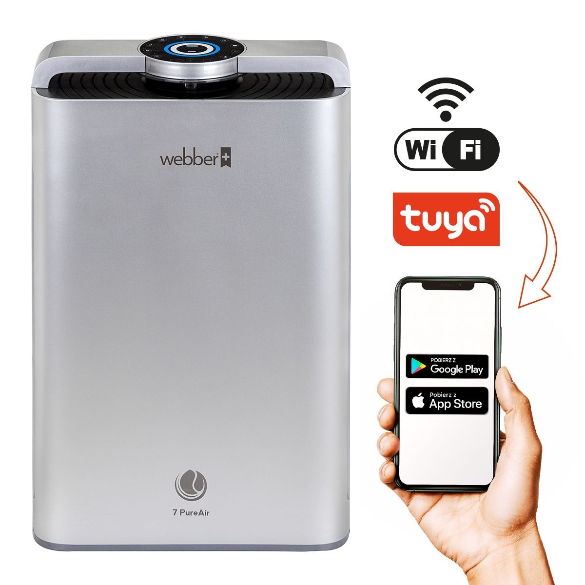 Webber Luchtzuiveraar AP9700 WI-FI - 7-staps filtratie voor 65m²