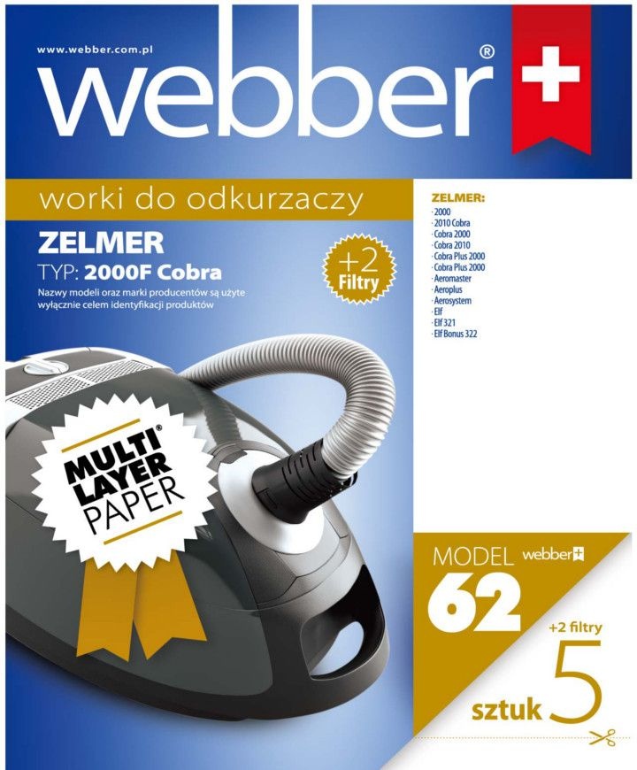 Webber Stofzuigerzakken Zelmer 2000/2010 - Meerlaags Papier