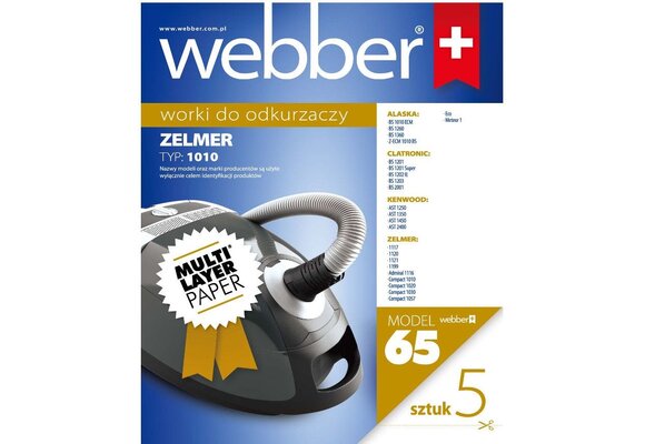Webber Zelmer 1010 Stofzuigerzakken - Voordeelset van 65 stuks