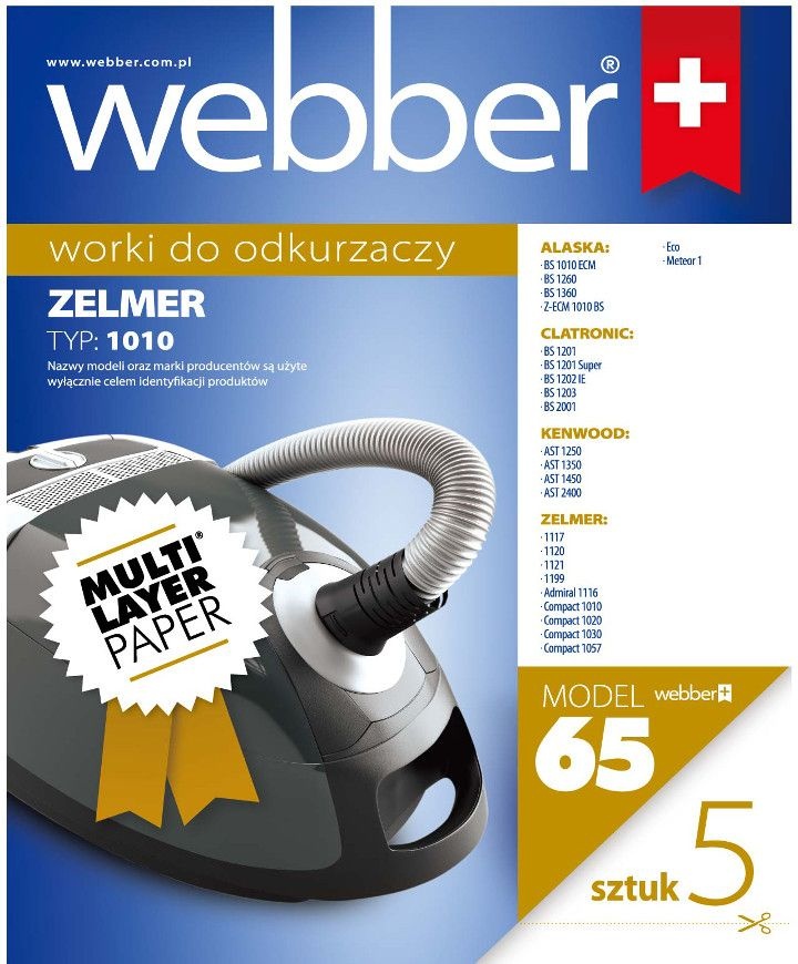 Webber Zelmer 1010 Stofzuigerzakken - Voordeelset van 65 stuks