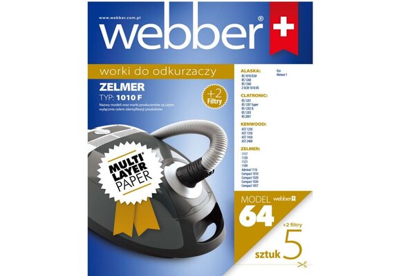 Webber Stofzuigerzakken Zelmer 1010F - 64 Stuks Meerlaags Papier