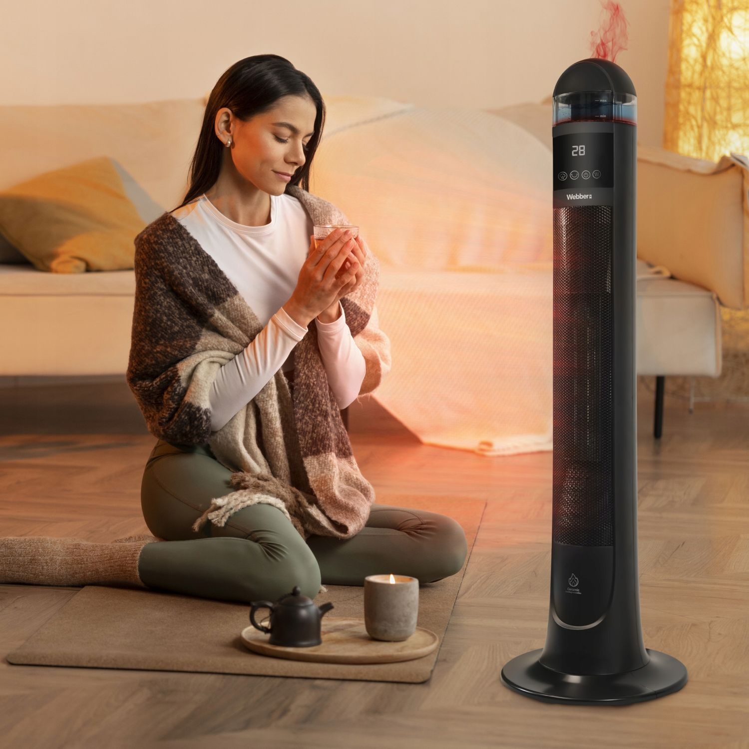 Webber ETNA TH2200B Keramische Kolomkachel - 2200W met Bevochtiger