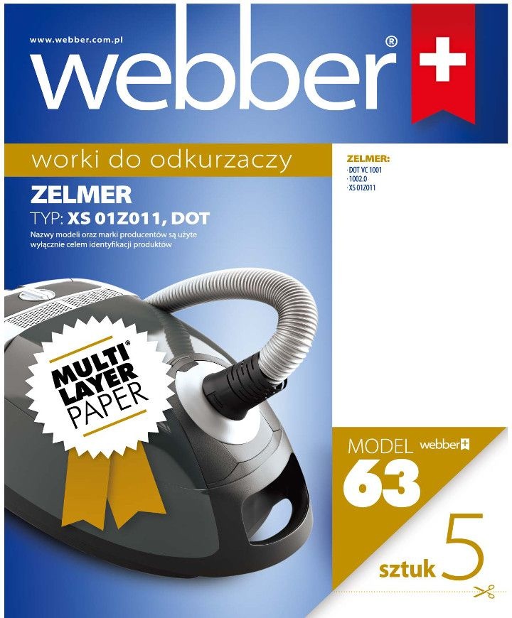 Webber Stofzuigerzakken Zelmer XS/DOT - Meerlaagse Filtratie