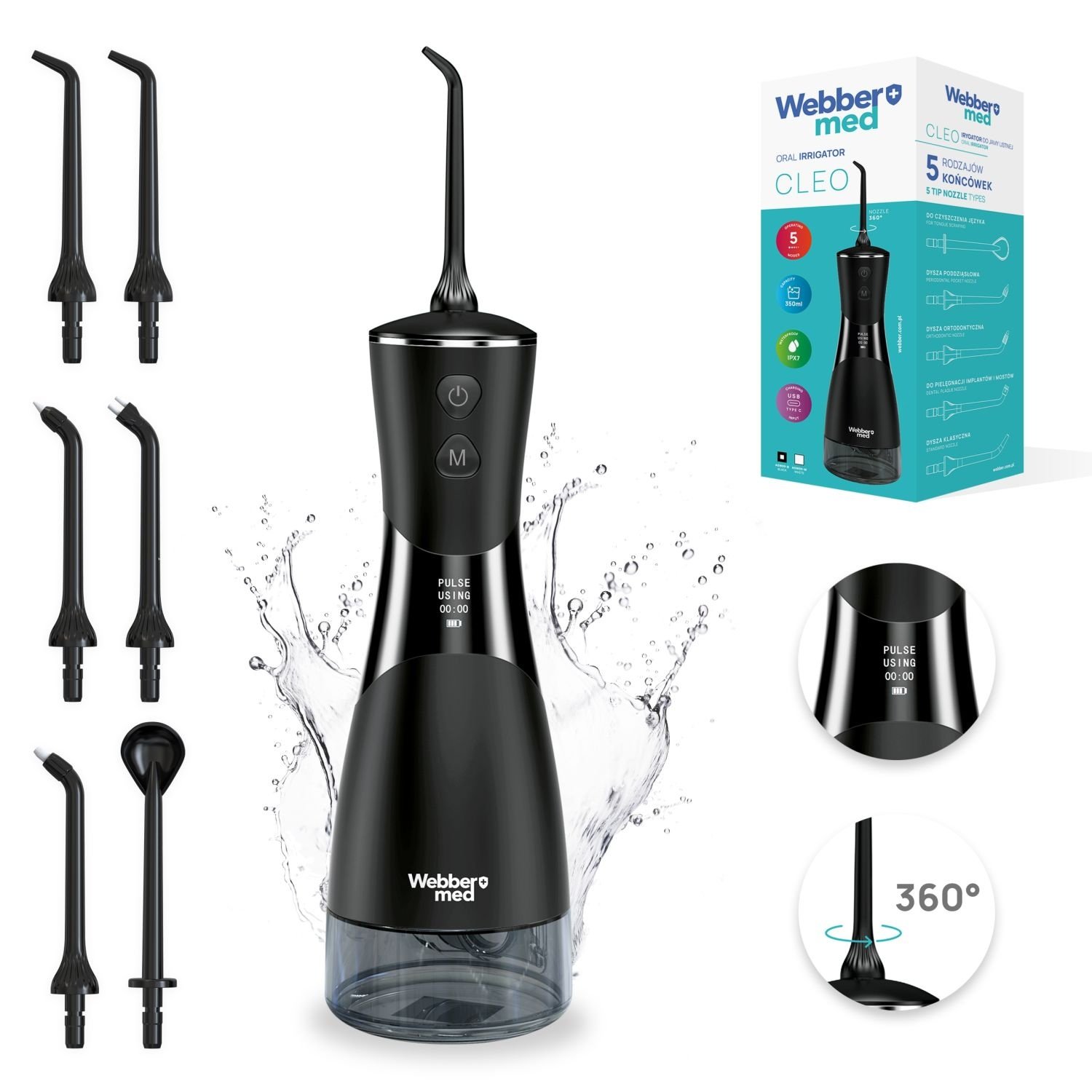 Webber CLEO Monddouche - Professionele Reiniging met 6 Opzetstukken