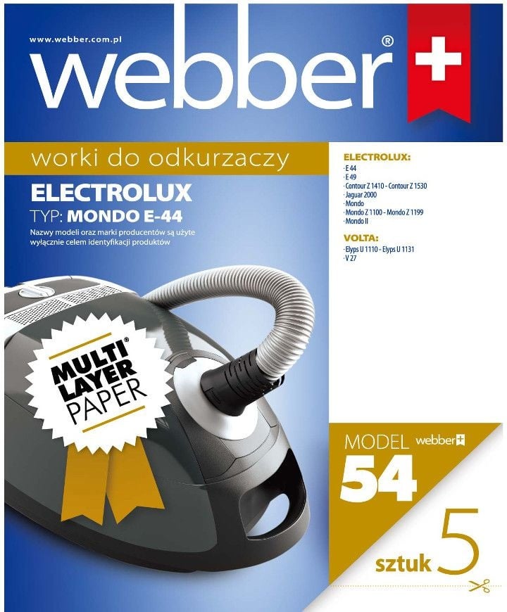 Webber Stofzuigerzakken Electrolux Mondo E44 - Grote voorraad 54 stuks
