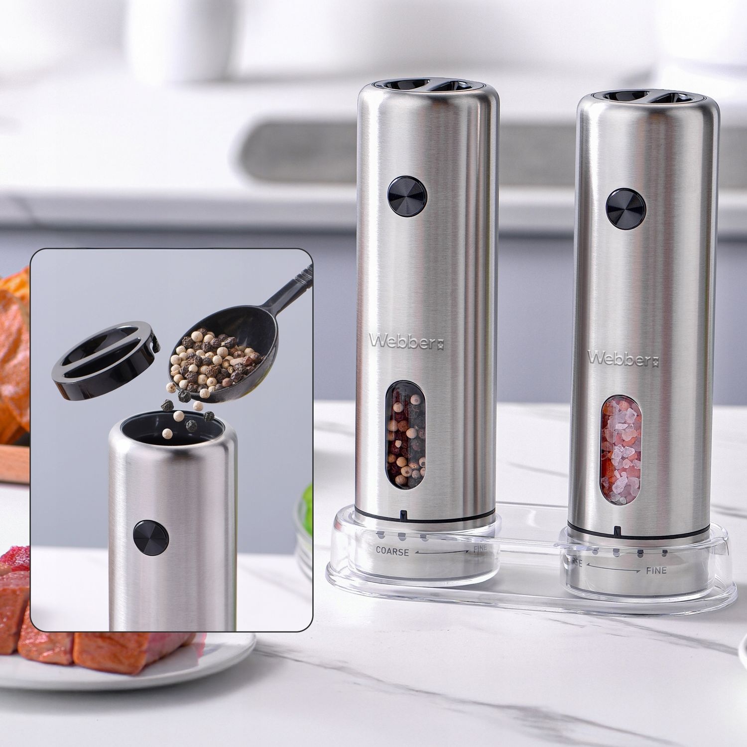 Webber Elektrische Kruidenmolen MK43 - Oplaadbare RVS Molenset