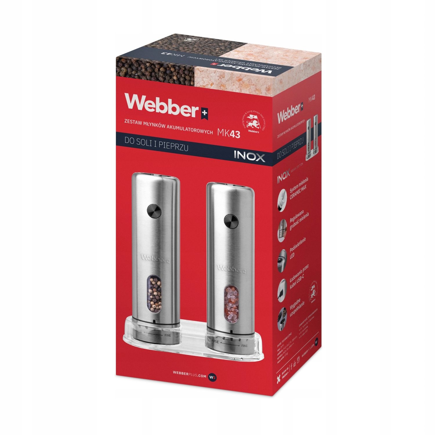 Webber Elektrische Kruidenmolen MK43 - Oplaadbare RVS Molenset