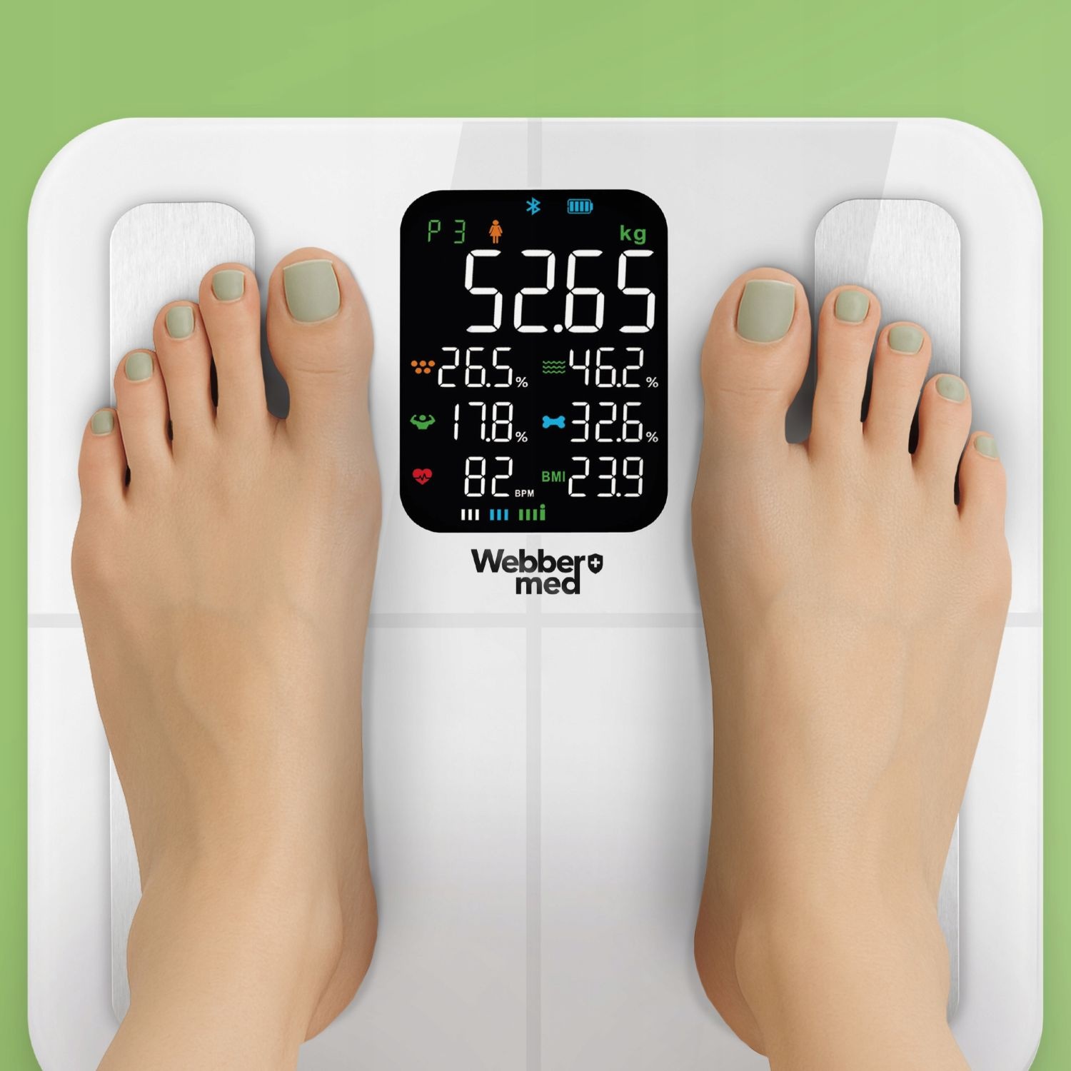 Webber Med Slimme Badkamerweegschaal IF1320B - 16 Parameters & Hartslag