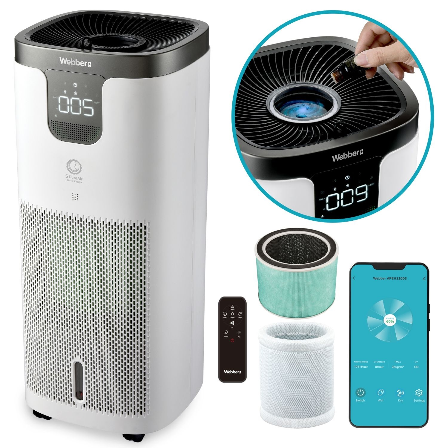 Webber GALAXY APEH11003 luchtreiniger - voor ruimtes tot 120 m2