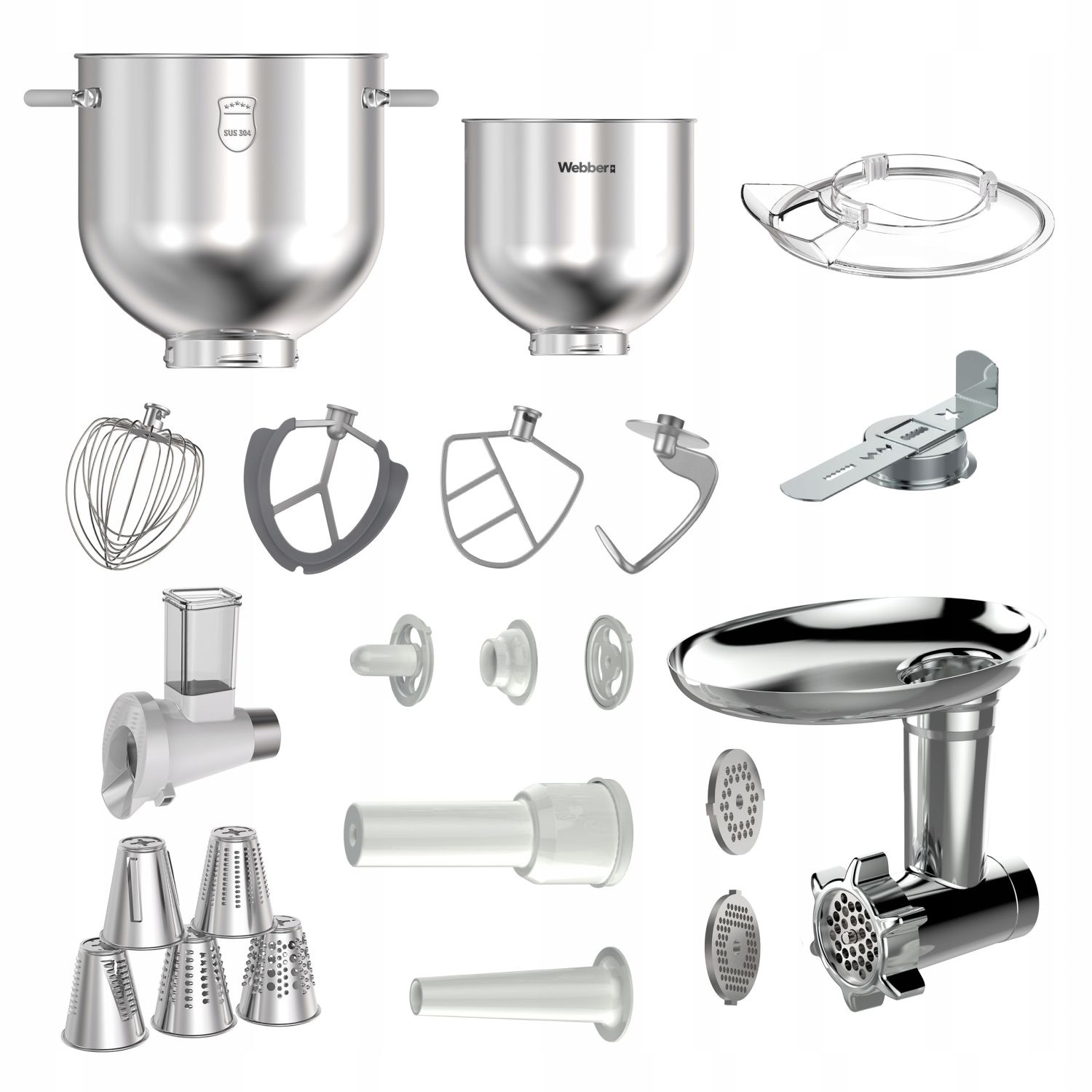 Webber keukenrobot FUTURA XEF 900 - 1800w en twee rvs mengkommen