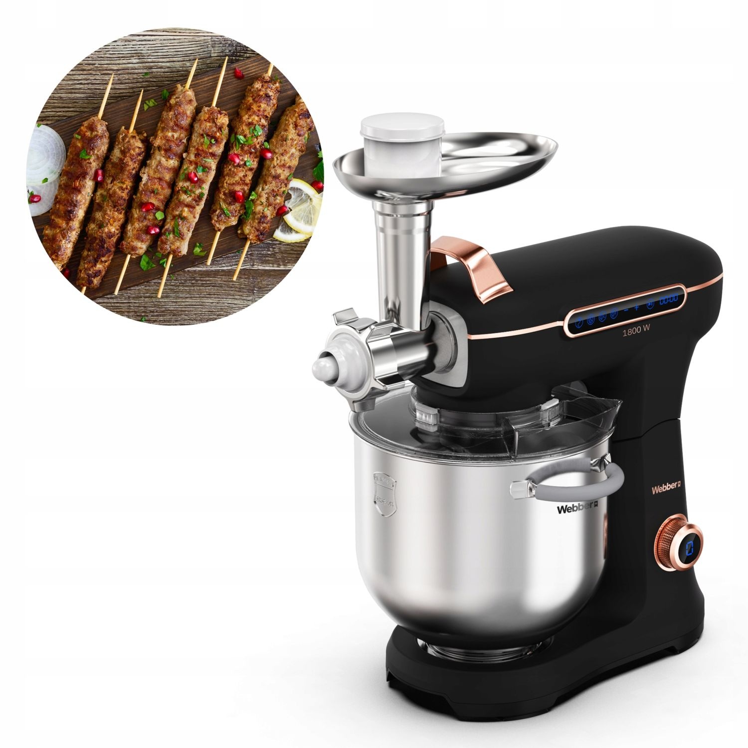 Webber keukenrobot FUTURA XEF 900 - 1800w en twee rvs mengkommen